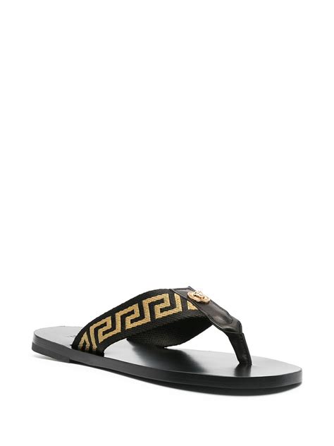 versace black gold slides|Versace flip flops for women.